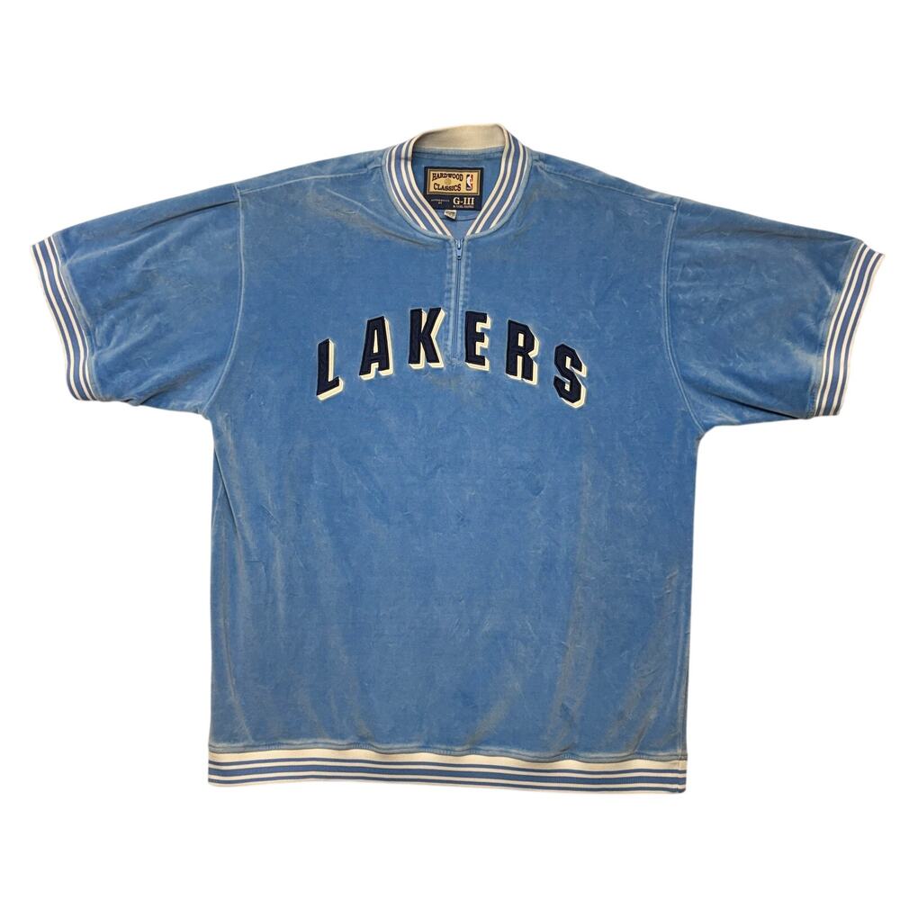 Vintage LA Lakers Shooting Shirt 3XL XXXL Blue Hardwood Classics G-III Velvet